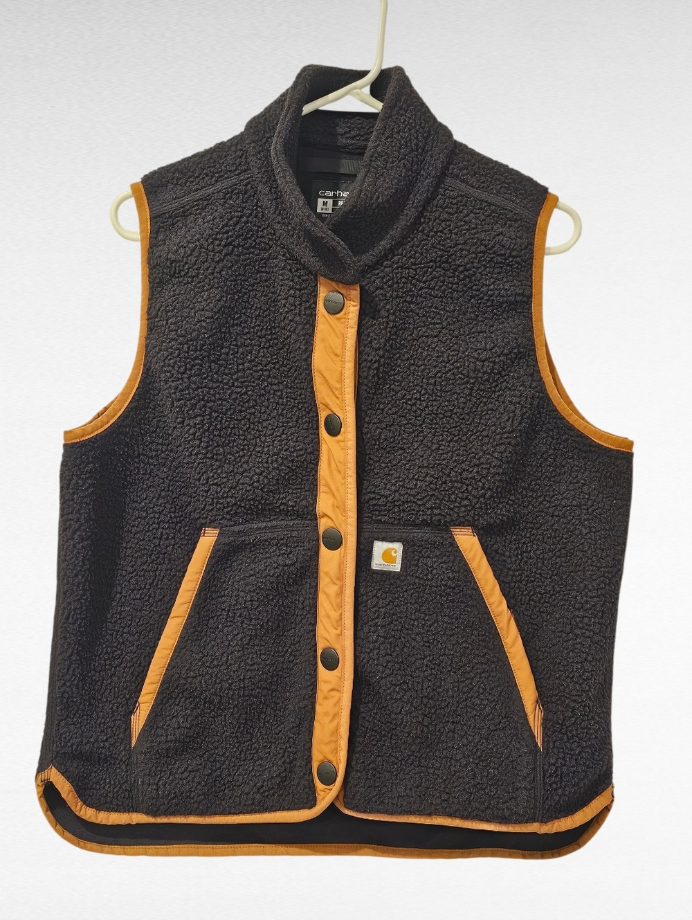 Carhartt Relaxed Fit Black Sherpa Fleece Full Snap Vest Size Medium